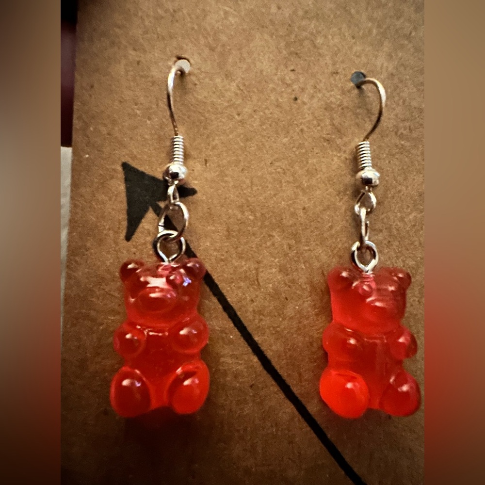 Red Bear Dangle Earrings - Picture 2 of 2